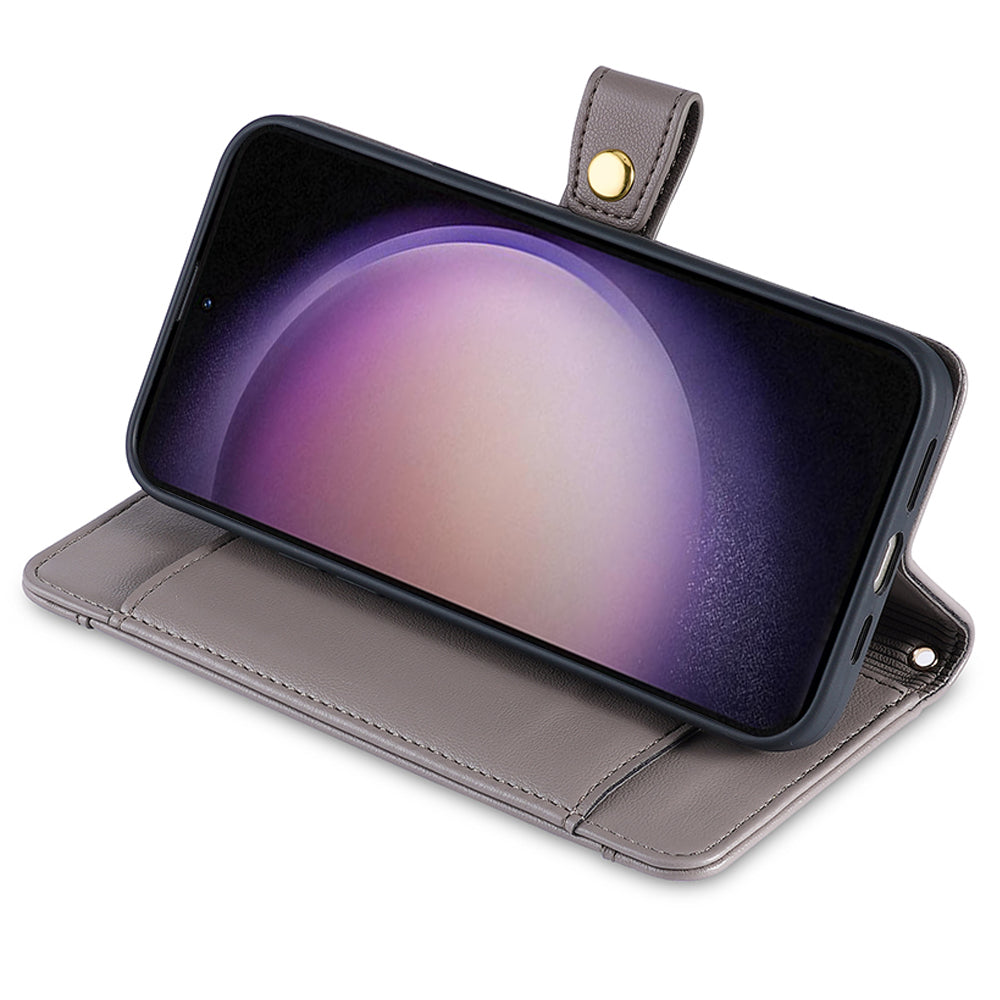 Zipper Pocket Phone Case for Samsung Galaxy S23 Card Slots Stand PU Leather Phone Cover with Straps Zipper Pocket Phone Case for Samsung Galaxy S23 Card Slots Stand PU Leather Phone Cover with Straps